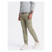 Kaki pánske cargo jogger nohavice Ombre Clothing