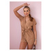 Short jumpsuit with a tie at the waist Camel