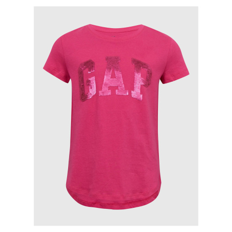 Tmavoružové dievčenské bavlnené tričko s logom GAP
