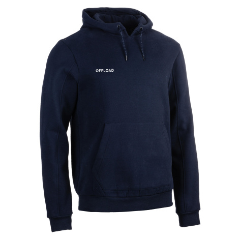 Mikina hoodie s kapucňou club rugby r500 pre dospelých modrá