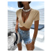 Béžový elegantný crop top CAILINE