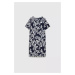 Women's dress MOODO - navy blue, floral pattern