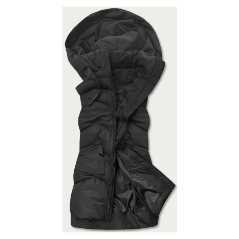 Dlhá čierna dámska vesta s kapucňou (5M788-392) J.STYLE