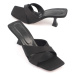 Capone Outfitters Capone Flat Toe Women's Cross-Band Hourglass Heels Satin Black Women's Slipper