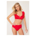 Trendyol Red Bralette Frilly Bikini Top