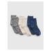 Sada troch detských vzorovaných ponožiek v šedej, krémovej a tmavomodrej farbe GAP