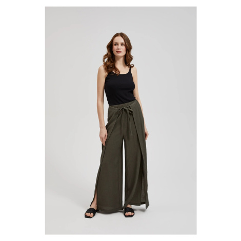 Women's wide trousers with elastic waistband MOODO - olive