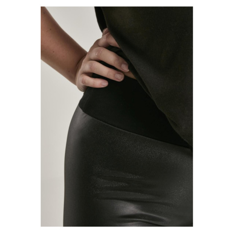 Women's black high-waisted synthetic leather leggings