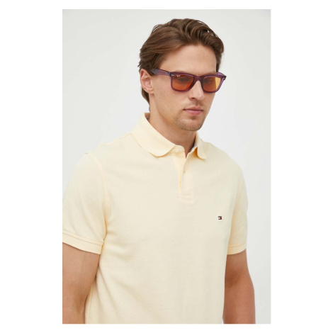Polo tričko Tommy Hilfiger pánske,žltá farba,jednofarebné,MW0MW17770