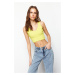 Trendyol Lime Ribbed V-Neck Super Crop Stretchy Knitted Undershirt