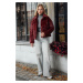 Trendyol Claret Red Oversize Quilted Detail Plush Coat