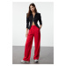 Trendyol Red Wide Leg Pleated Woven Trousers