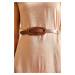 Olalook Women's Tan Buckle Braided Faux Leather Belt