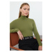 Trendyol Burgundy Premium Soft Fabric Turtleneck Fitted Stretchy Knitted Blouse