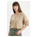 DEFACTO Regular Fit V Neck Basic Plain Button Closure Knitwear Cardigan