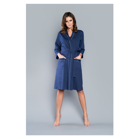 Megan 3/4 sleeve bathrobe - navy blue Italian Fashion