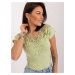 Pistachio women's blouse with lace on the back