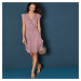 Blancheporte Krátke jednofarebné šaty s volánmi a krátkymi rukávmi ružová pudrová