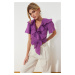 Trendyol Purple Ruffle and Tie Detailed Woven Blouse