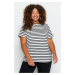 Trendyol Curve Black and White Striped Boat Neck Knitted T-shirt