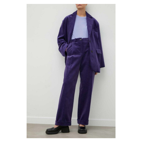 Manšestrové nohavice Lovechild Lucas fialová farba, rovné, vysoký pás
