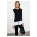 Trendyol Black Wide Cut Garnished Wide Cut Knit Sweater