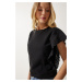 Happiness İstanbul Women's Black Scalloped Knitted Blouse