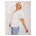 Ecru casual plus-size blouse with slits