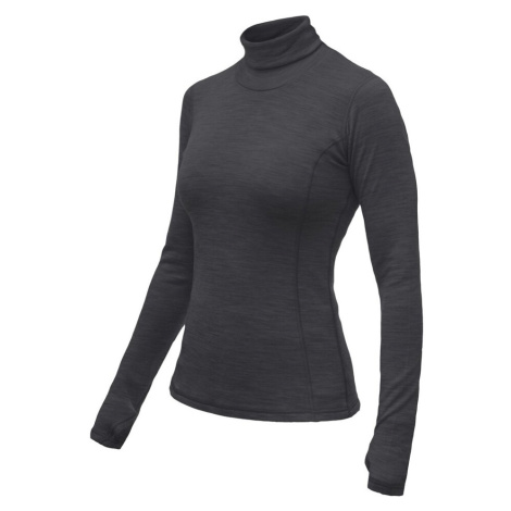 SENSOR MERINO BOLD dámske tričko dl.rukáv roll neck anthracite gray