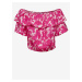 White-pink floral cropped blouse with ruffle ONLY Petra - Ladies