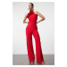 Trendyol Red Rose Detailed Woven Jumpsuit