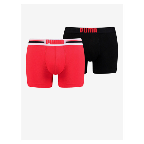Sada dvoch pánskych boxerok v červenej a čiernej farbe Puma