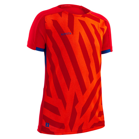 Detský futbalový dres Viralto Axton červeno-oranžový KIPSTA