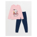 LC Waikiki Crew Neck Snoopy Printed Long Sleeve Girl's Pajama Set