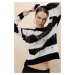 DEFACTO Oversize Wide Fit Striped Crew Neck Openwork Knitwear Sweater