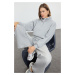 Trendyol Gray Relaxed Cut Crop Basic Zippered Stand Collar Thick Inside Fleece Knitted Sweatshir