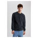 DEFACTO Regular Fit Crew Neck Washed Faded Effect Basic Plain Sweatshirt