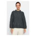 Trendyol antracit mäkký textúrovaný pletený sveter s bočnými gombíkmi
