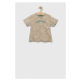 Detské bavlnené tričko United Colors of Benetton béžová farba, vzorovaný