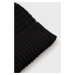 Čiapka s prímesou vlny Sisley čierna farba, z tenkej pleteniny