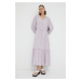 Šaty Bruuns Bazaar fialová farba, maxi, rovný strih