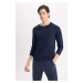 DEFACTO Regular Fit Crew Neck Basic Pajama Top