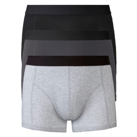 LIVERGY® Pánske bavlnené boxerky, 3 kusy (čierna/sivá/svetlosivá)