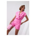 Elegant overall with pink clutch neckline