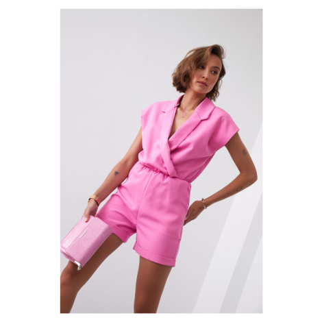Elegant overall with pink clutch neckline FASARDI