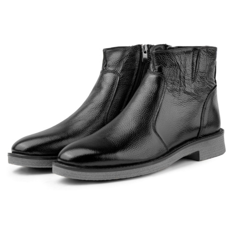 Ducavelli Bristol Genuine Leather Non-Slip Sole Zippered Chelsea Daily Boots Black