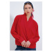 Bigdart Women's Red Double Breasted Collar Flowy Satin Blouse 0492