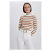 DEFACTO Slim Fit Striped Turtleneck Knitwear Sweater