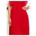 EMILY - Červené dámske plisované šaty s volánikmi a výstrihom 315-3