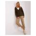 Khaki knitted sweater with buttons